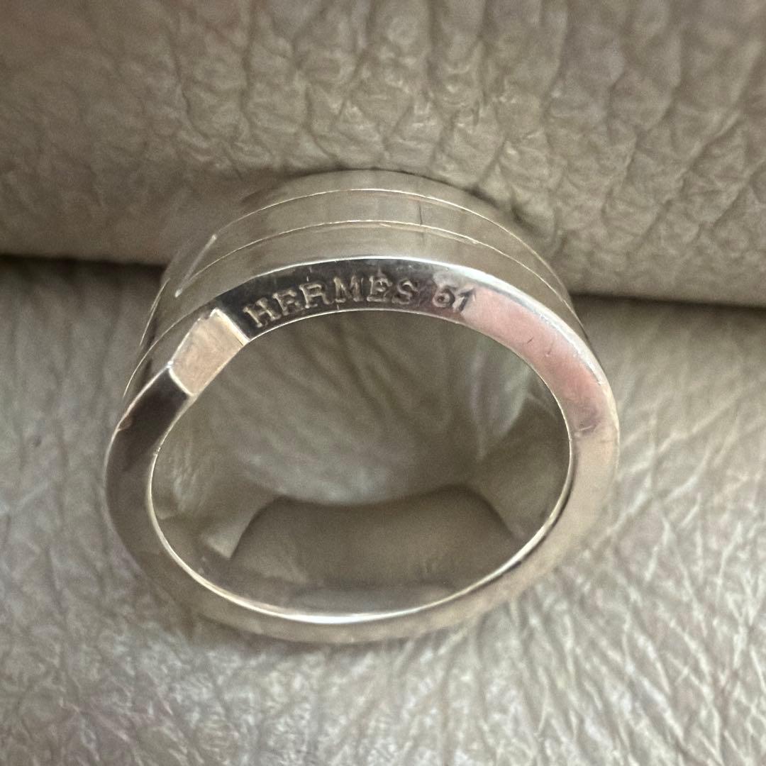 HERMES シルバー ストライプリング