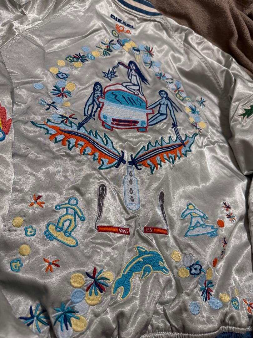 ２面用 DIESEL party 限定 スカジャン unisex レーヨン 珍