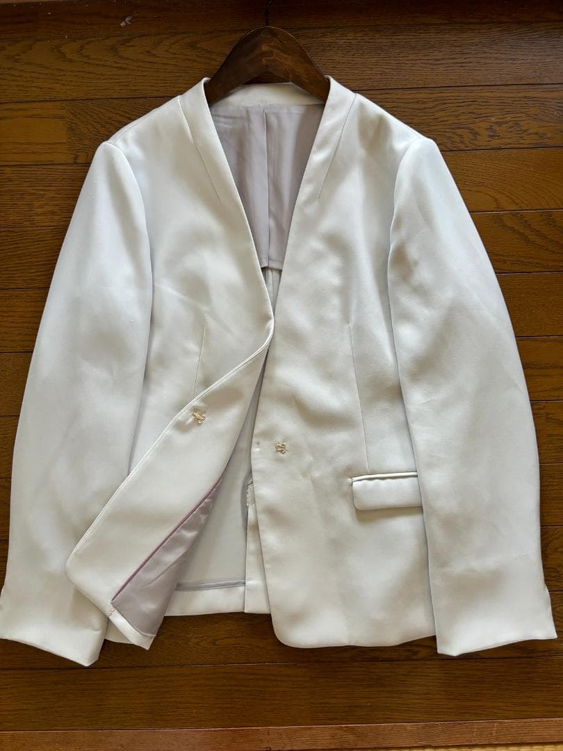 S616★新品同様レミュー洗えるパンツスーツ ノーカラー大きいサイズ13号15号