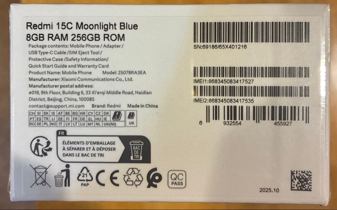 Redmi 15C New 16GB RAM 256GB ROM SIMフリー