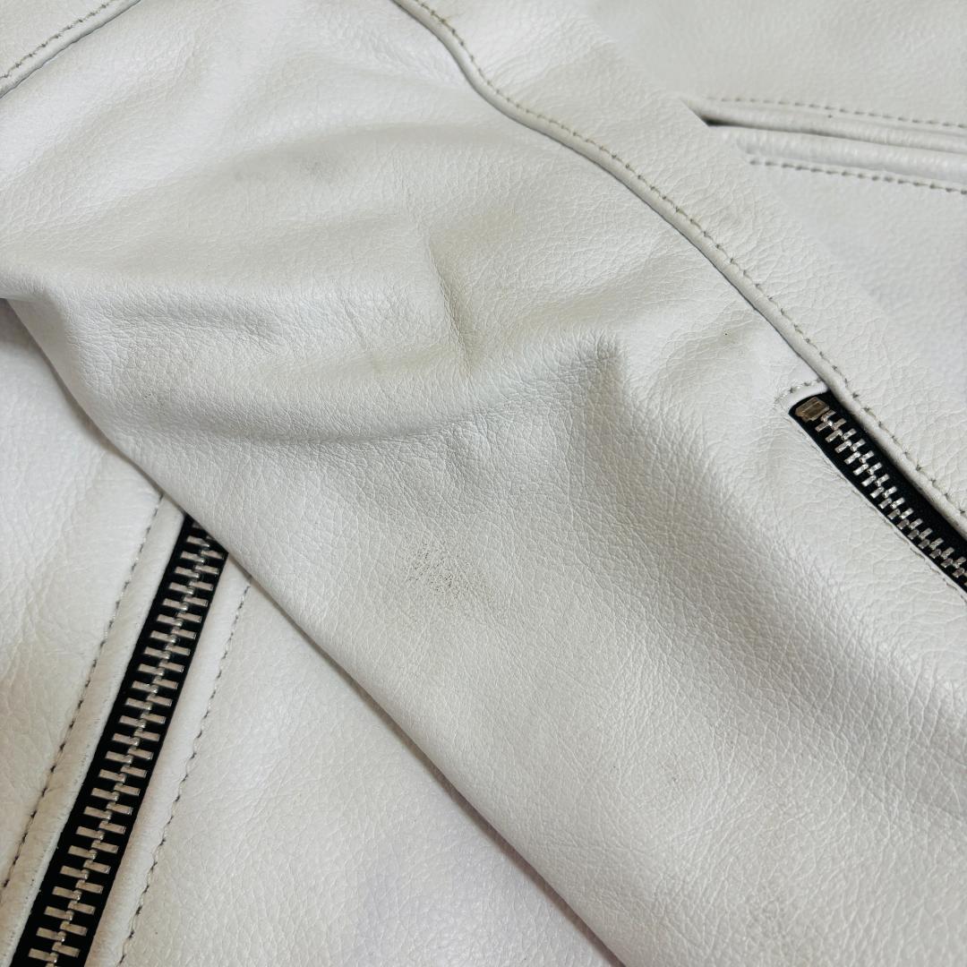 FREEDOM ライダースジャケット バッファローレザー シボ革 M ホワイト