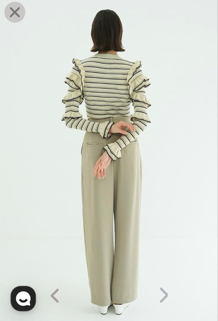 CLANE FRILL SLEEVE KNIT TOPS サイズ1 BORDER