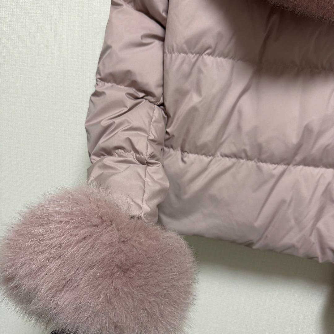 Gracecontinentalピンク袖リアルファー2wayフードダウンコート