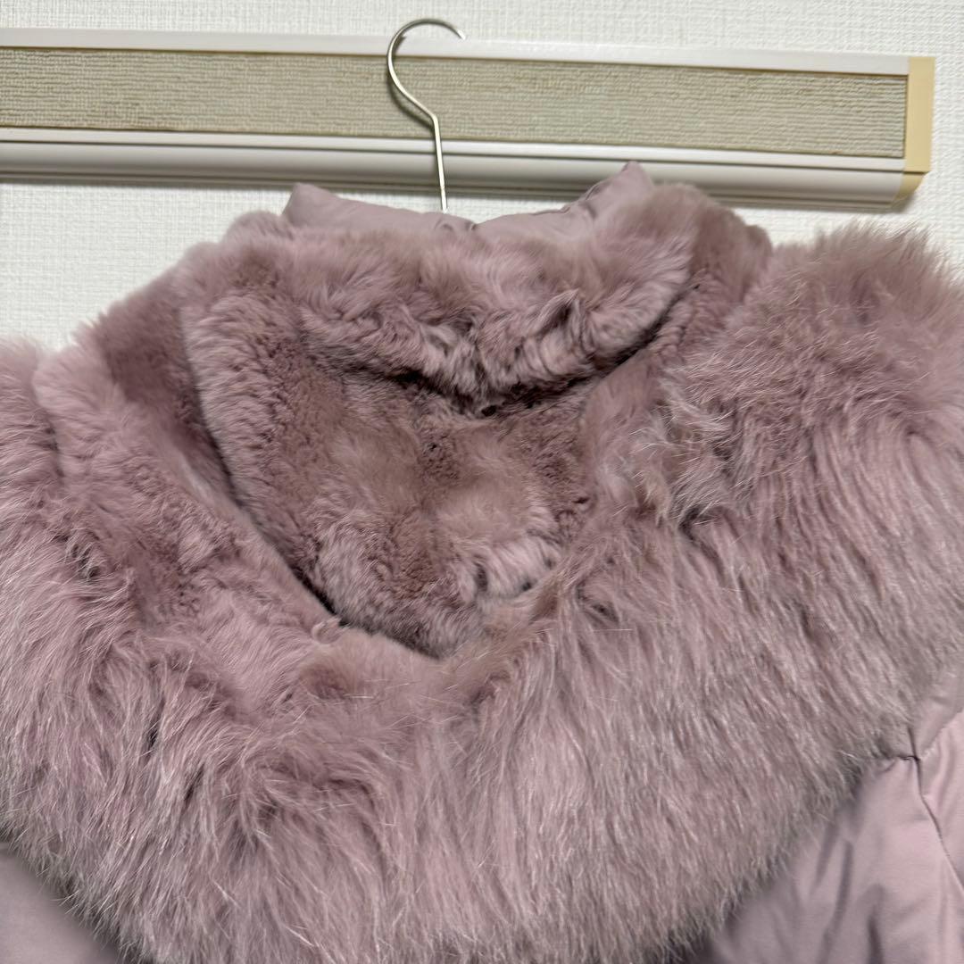 Gracecontinentalピンク袖リアルファー2wayフードダウンコート