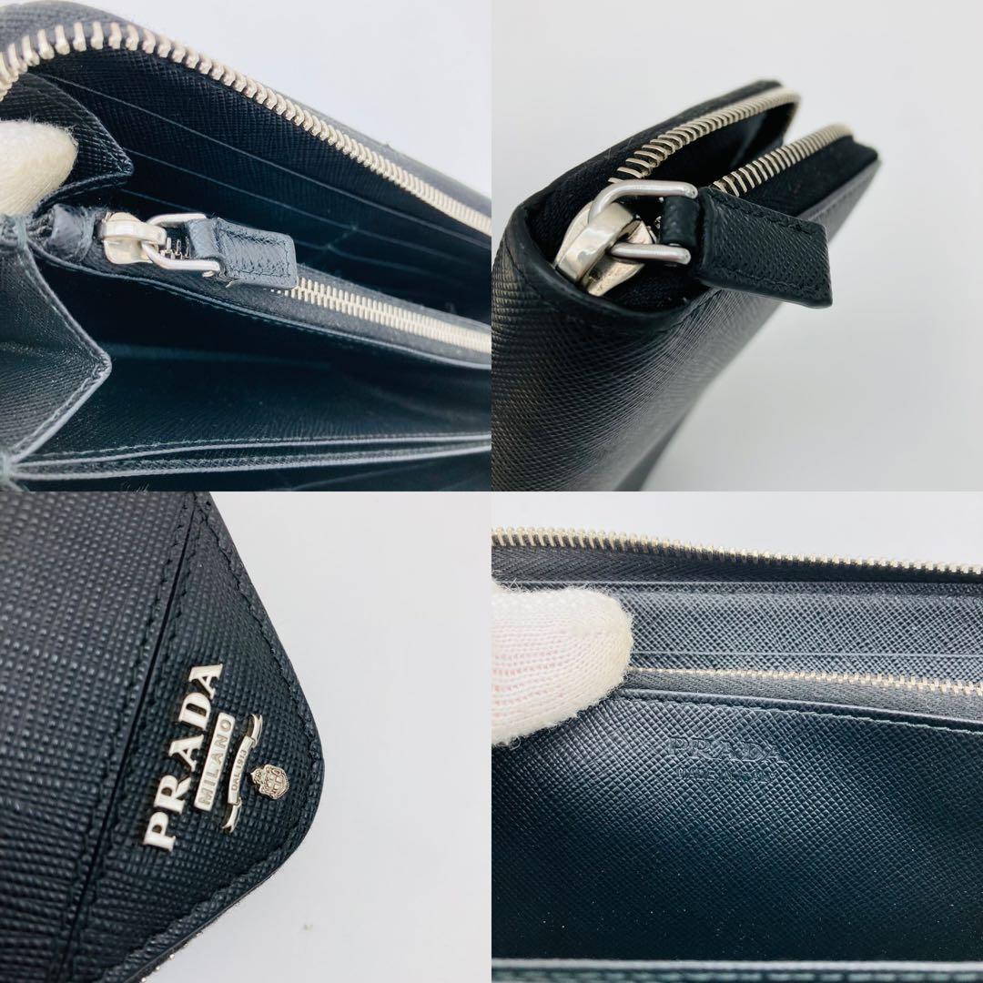 美品 PRADA プラダ サフィアーノ ラウンドジップ 長財布 女 男 548