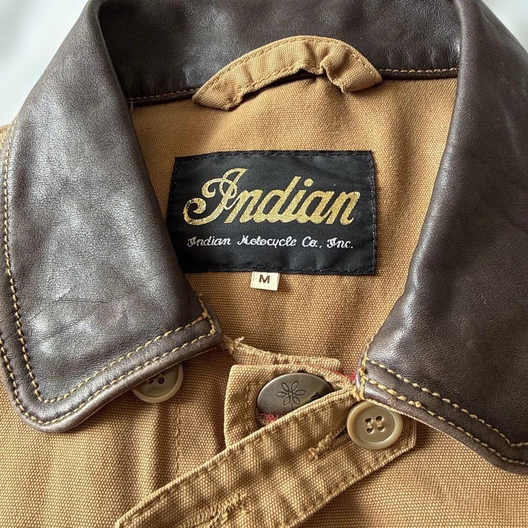希少 Indian Motocycle ジャケット M レザー襟 刺繍