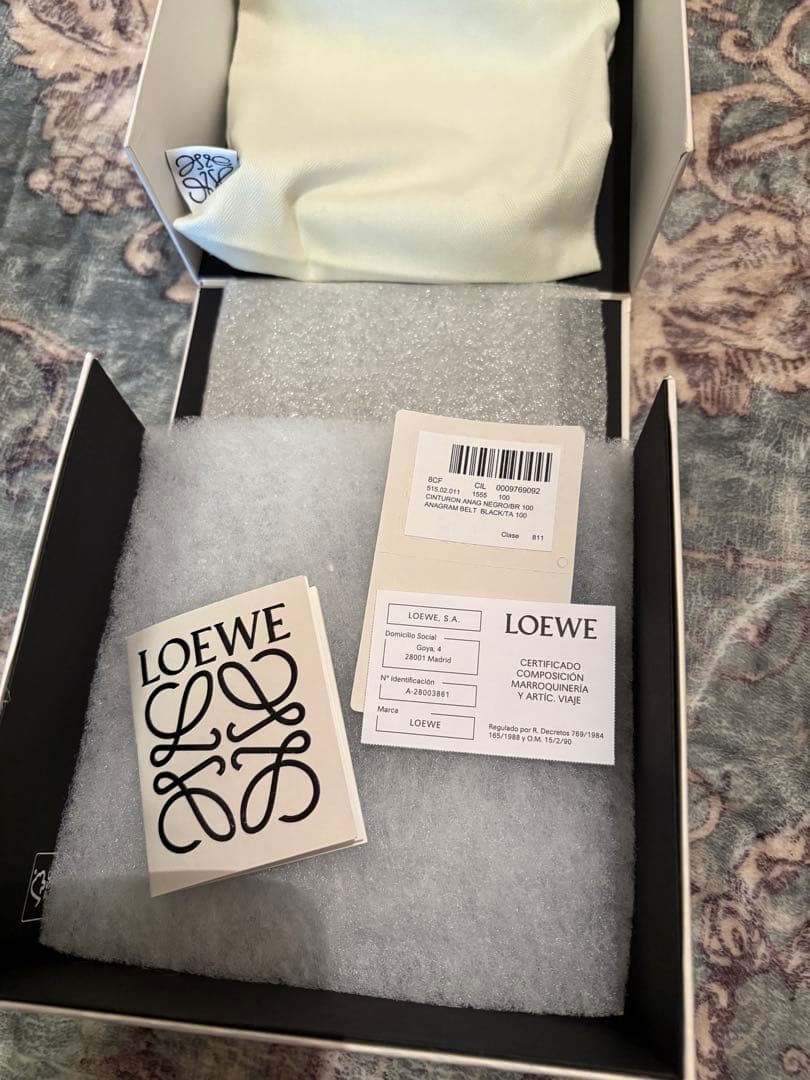 LOEWE レザーベルト ブラック シルバーアナグラム サイズ100