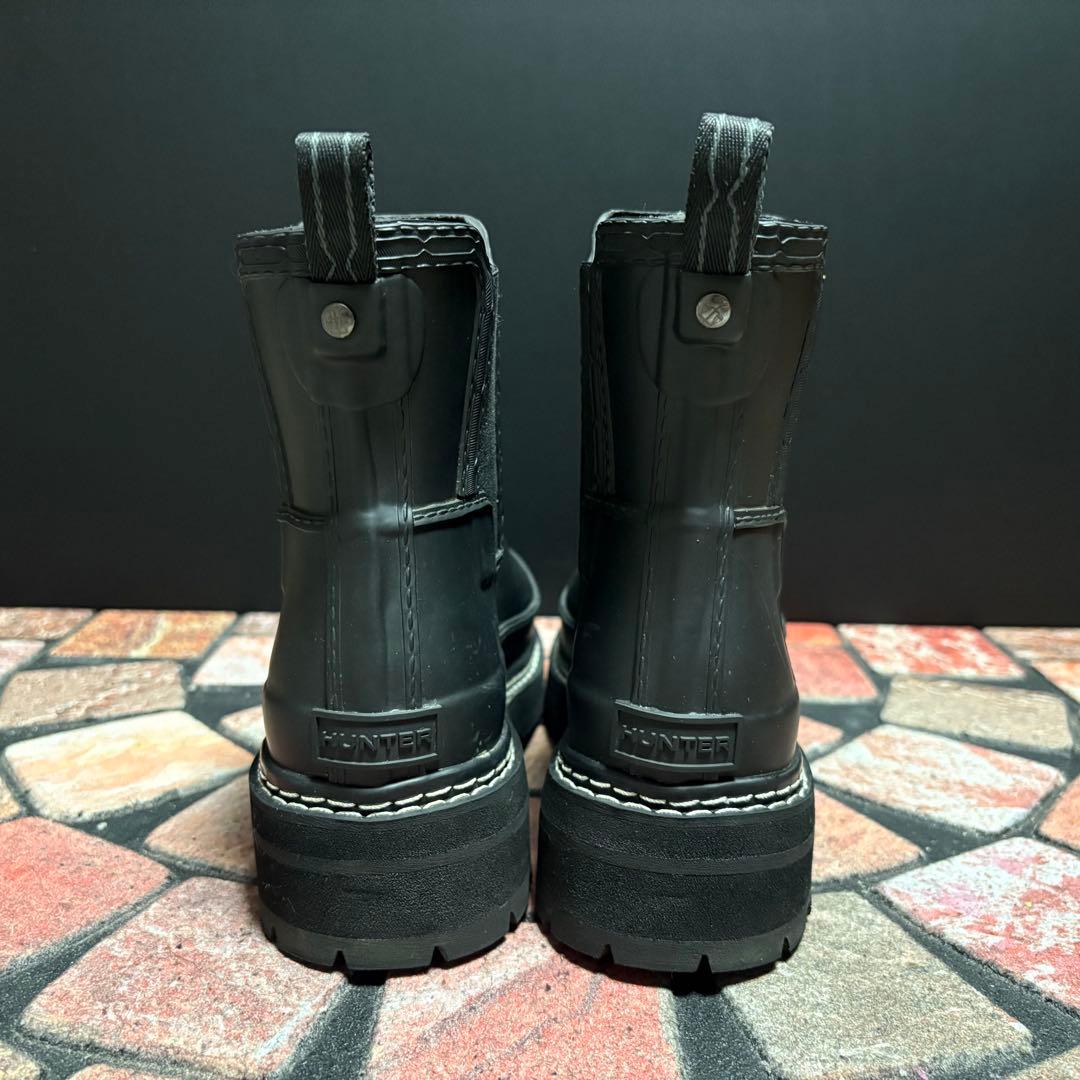 ほぼ新品 ハンター　ショートブーツ　厚底 レインブーツ　25cm ブラック　黒