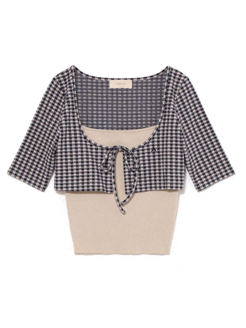 トップス Ava gingham check tops navy andmary