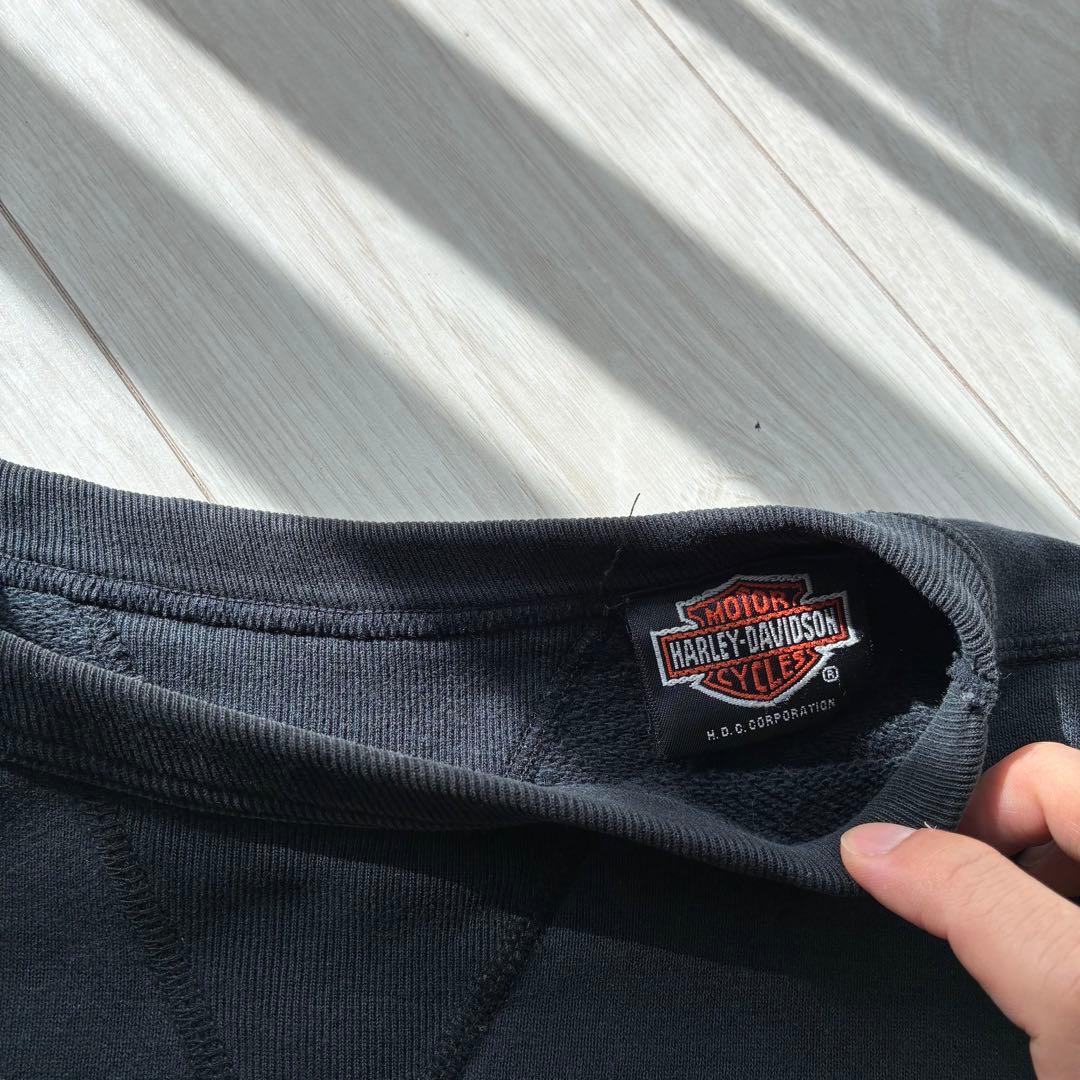 【希少モノトーン】ハーレーダビッドソン 両Vガゼット スウェット 黒 短丈