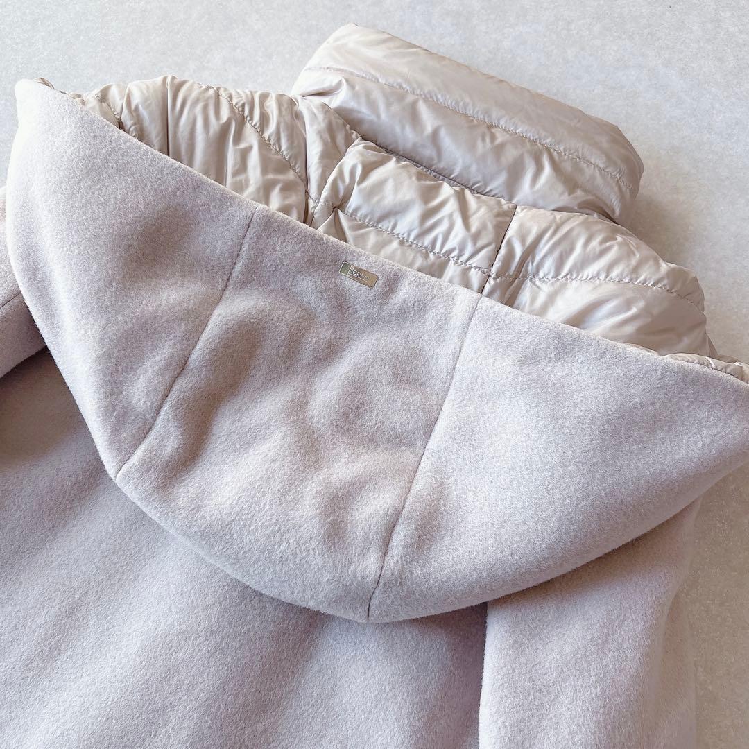 HERNO｜21AW ウール パデット ダウンコート ピンクベージュ 44