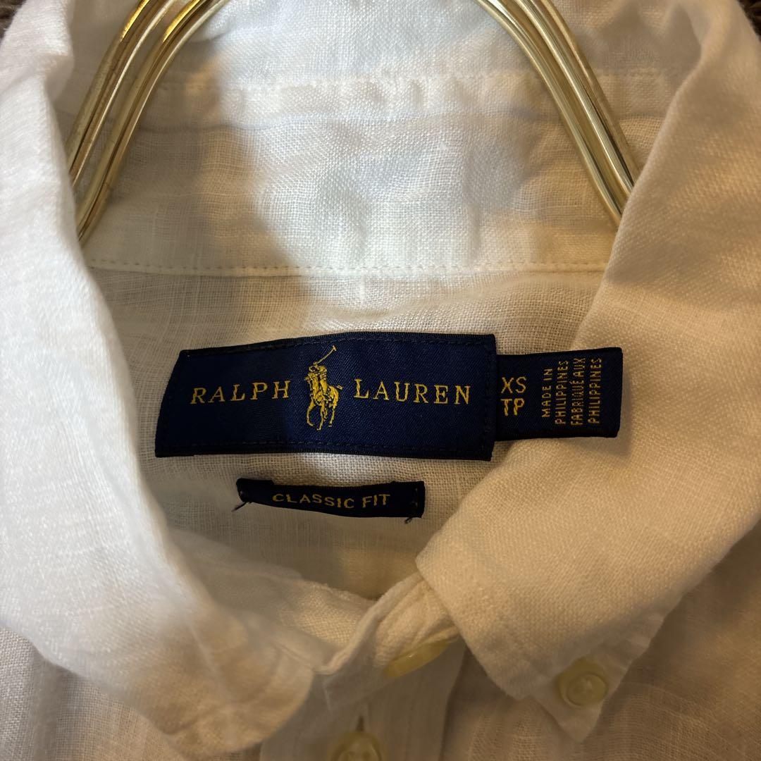 美品＊Ralph Lauren ラルフローレン　リネンシャツ　白　長袖　XS