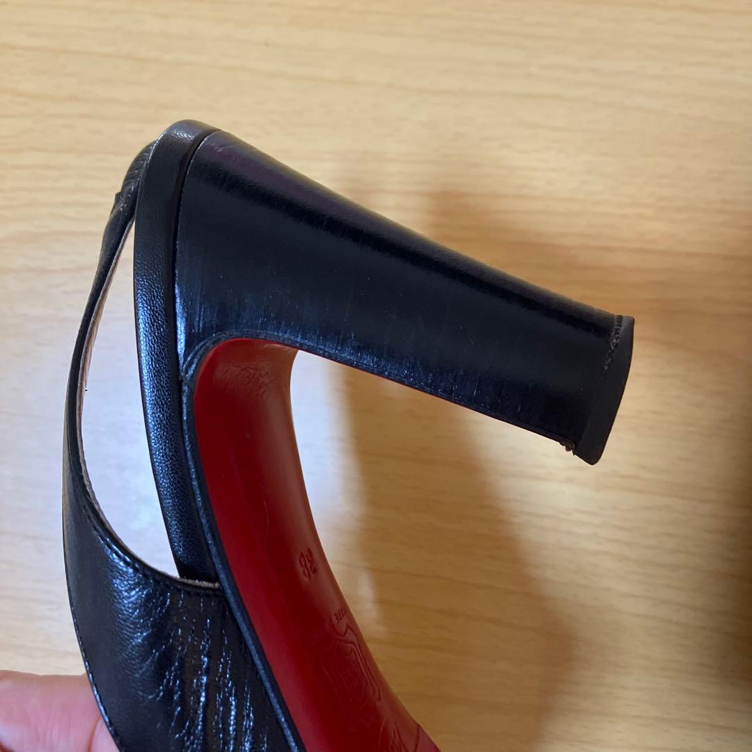 【希少】クリスチャンルブタン　チャンキーヒール　スリングバック　38