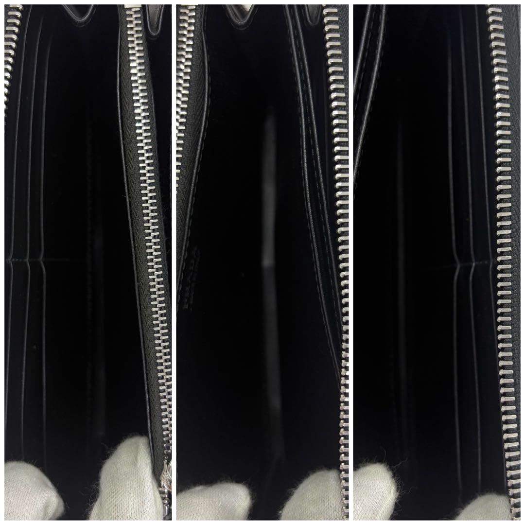 未使用級✨プラダ　長財布　ラウンドファスナー　シャイン　バイカラー　レザー　青