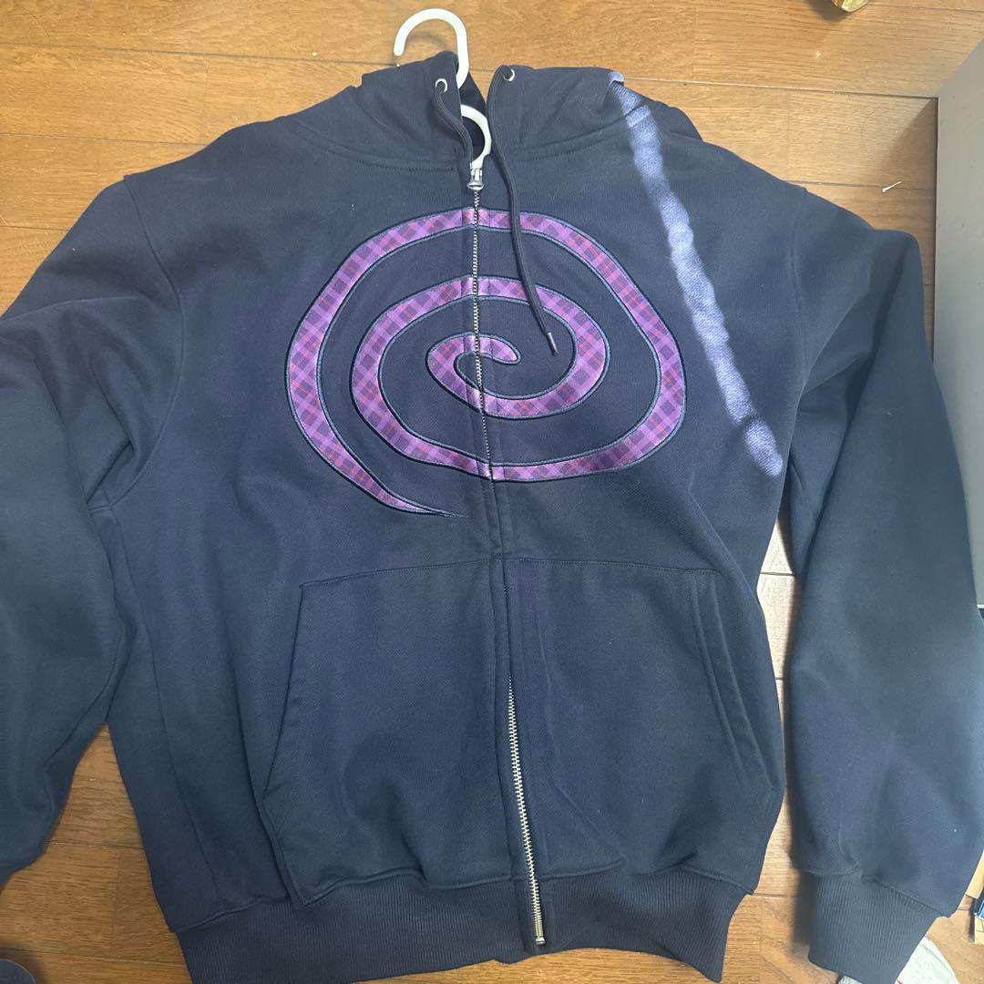 トップス SOL soonerorlater PLAID ZIP HOODIE Navy