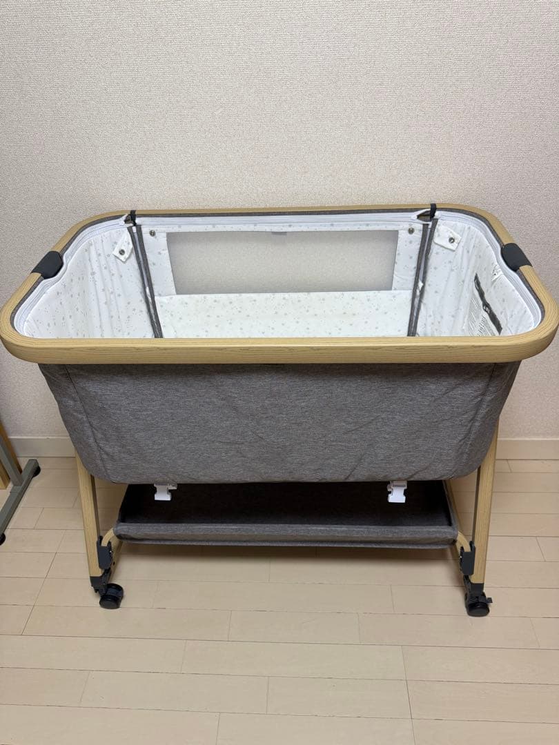 【2024年購入】HZDMJ ベビーベッド　グレー 洗える敷布団付き