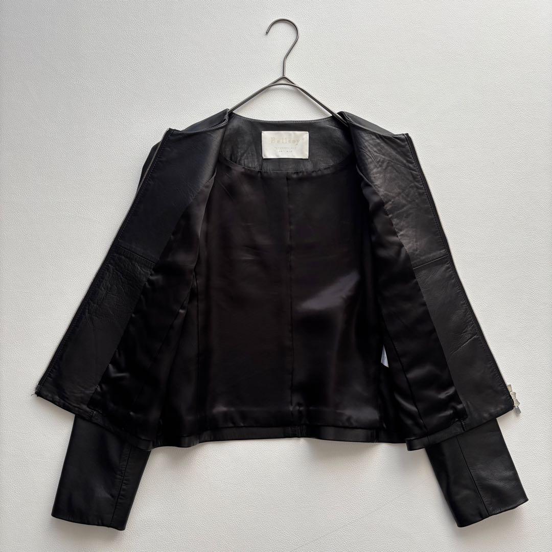 Ballseyボールジィ　ラムレザー　ノーカラージャケット シングルライダース