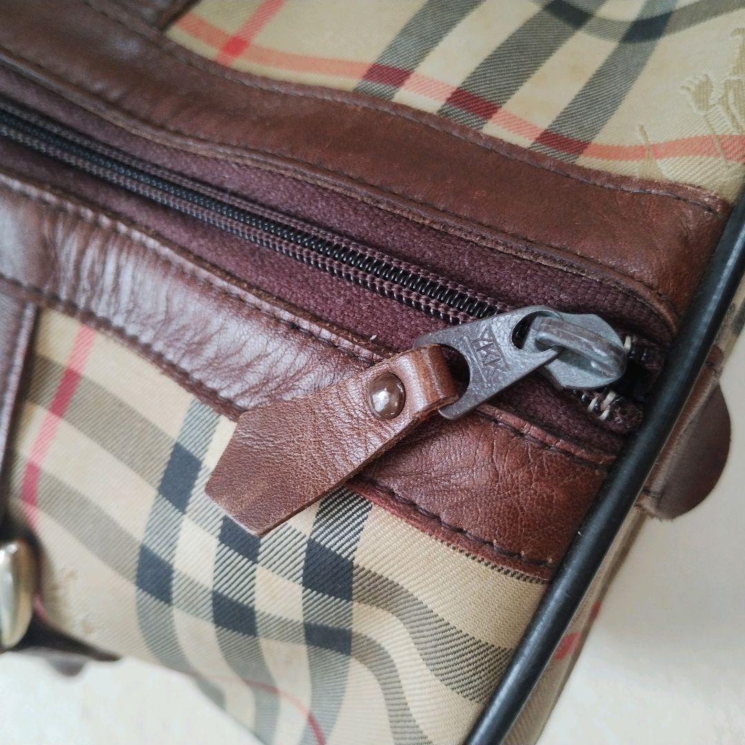 BURBERRY ミニボストンバッグ キャンバス ノバチェック シャドーホース