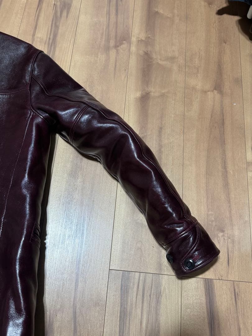 Y2 LEATHER アリニンホースカーコート　チェリー