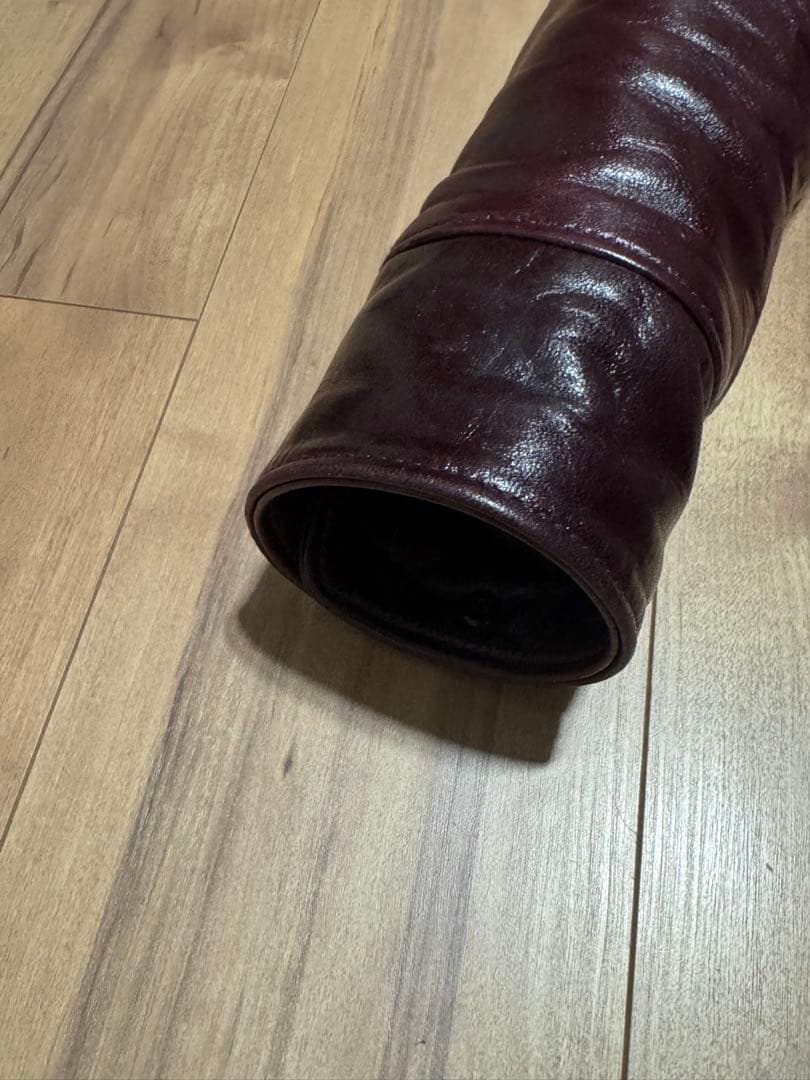 Y2 LEATHER アリニンホースカーコート　チェリー