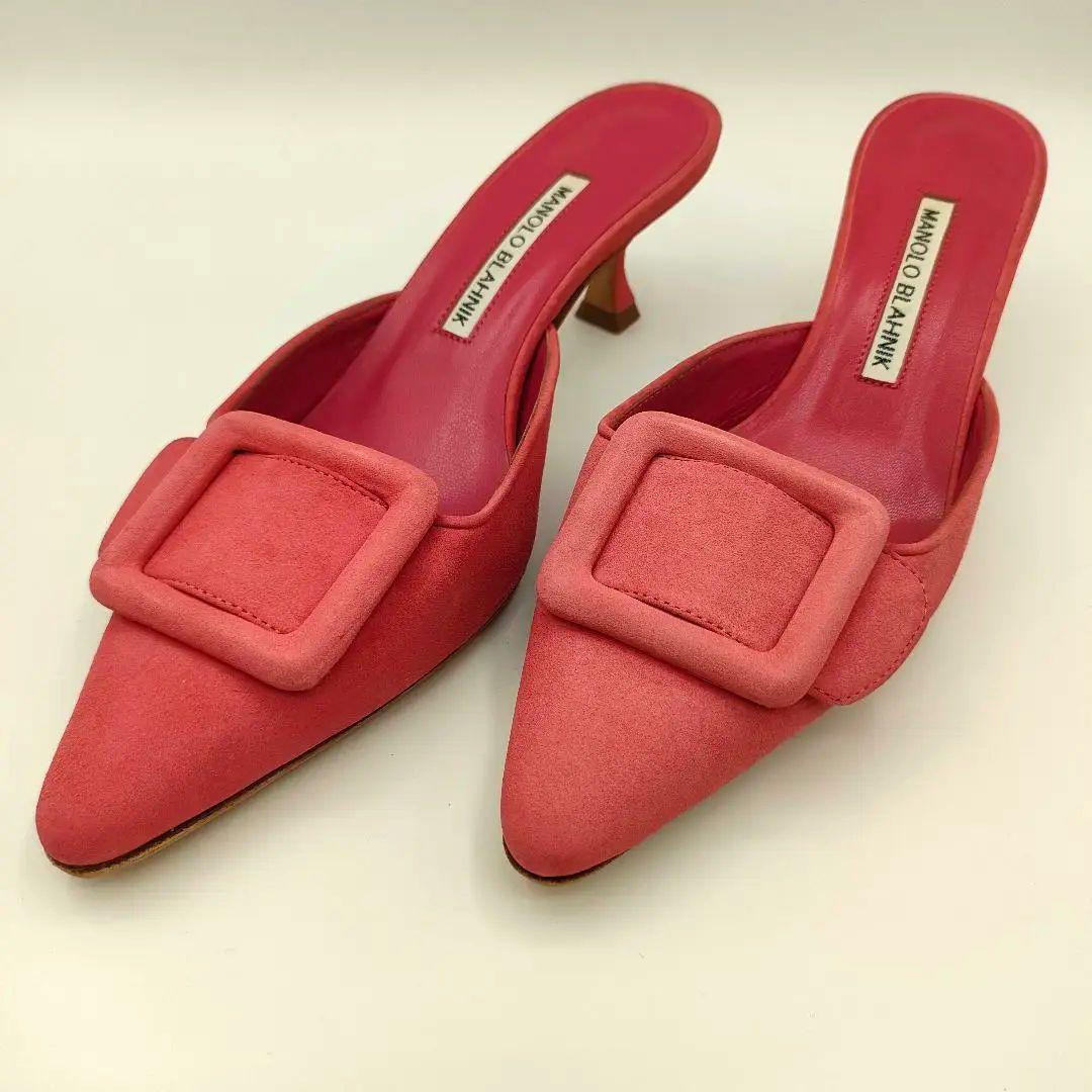 マノロブラニク 37/23.5cm メイセール スエード ミュール