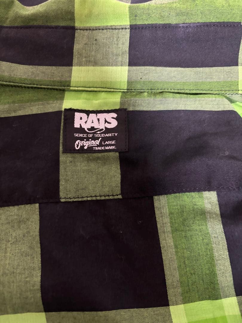 RATS グリーン ブラック チェックネルシャツ L