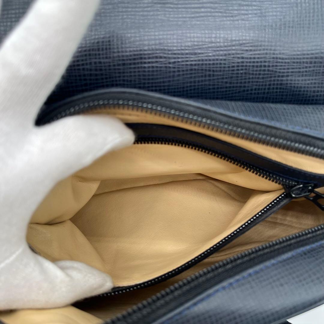 【極美品】ハンティングワールド キャリーオール メッセンジャー レザー ネイビー