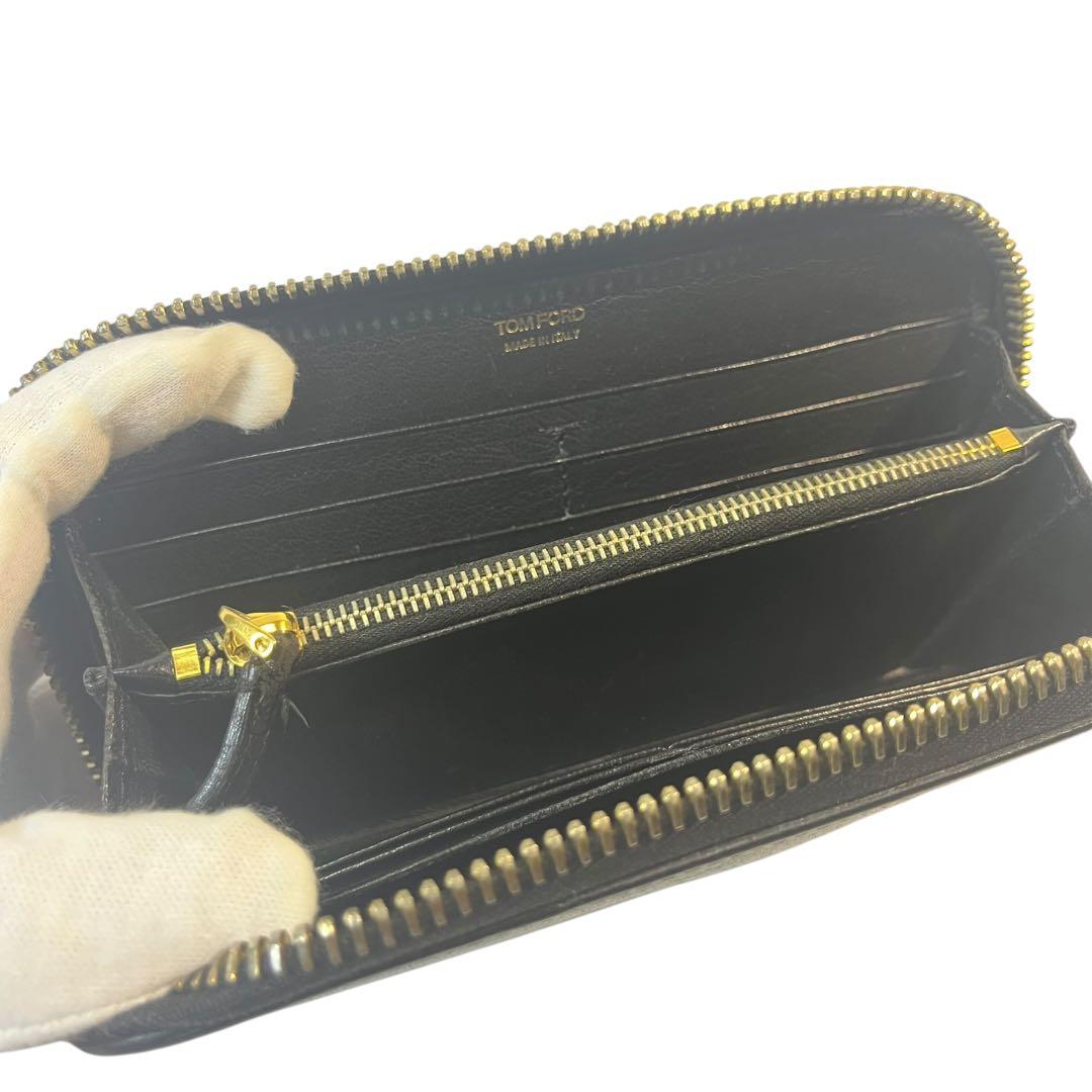 TOM FORD ラウンドファスナー　長財布　TFロゴ　ゴールド金具