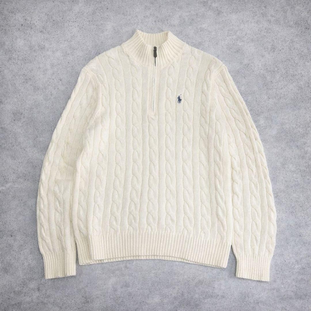 POLO RALPH LAUREN ハーフジップ ケーブルニット コットン M