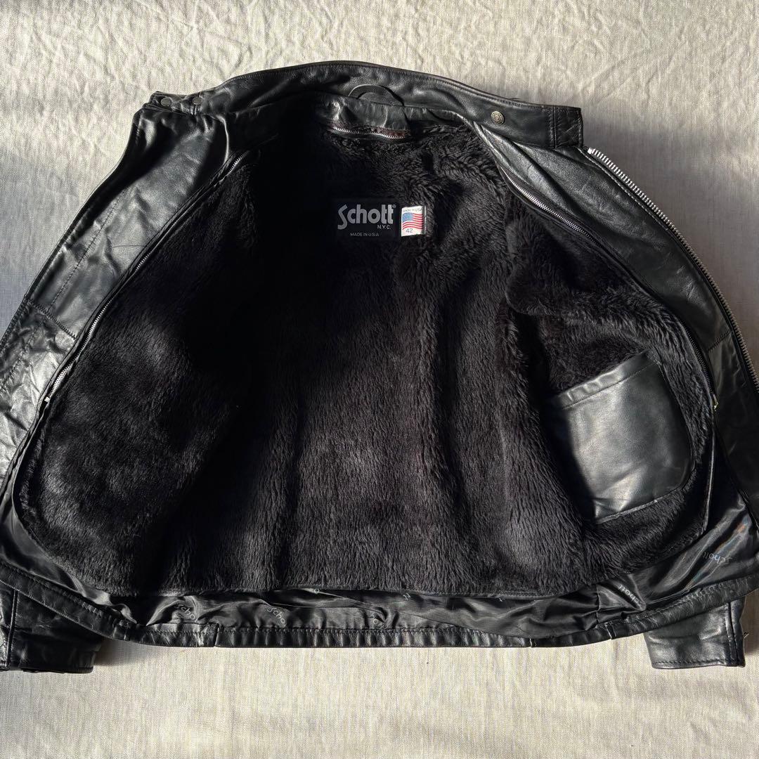 SCHOTT ショット 641 ボアライナー シングルライダース レザー 42