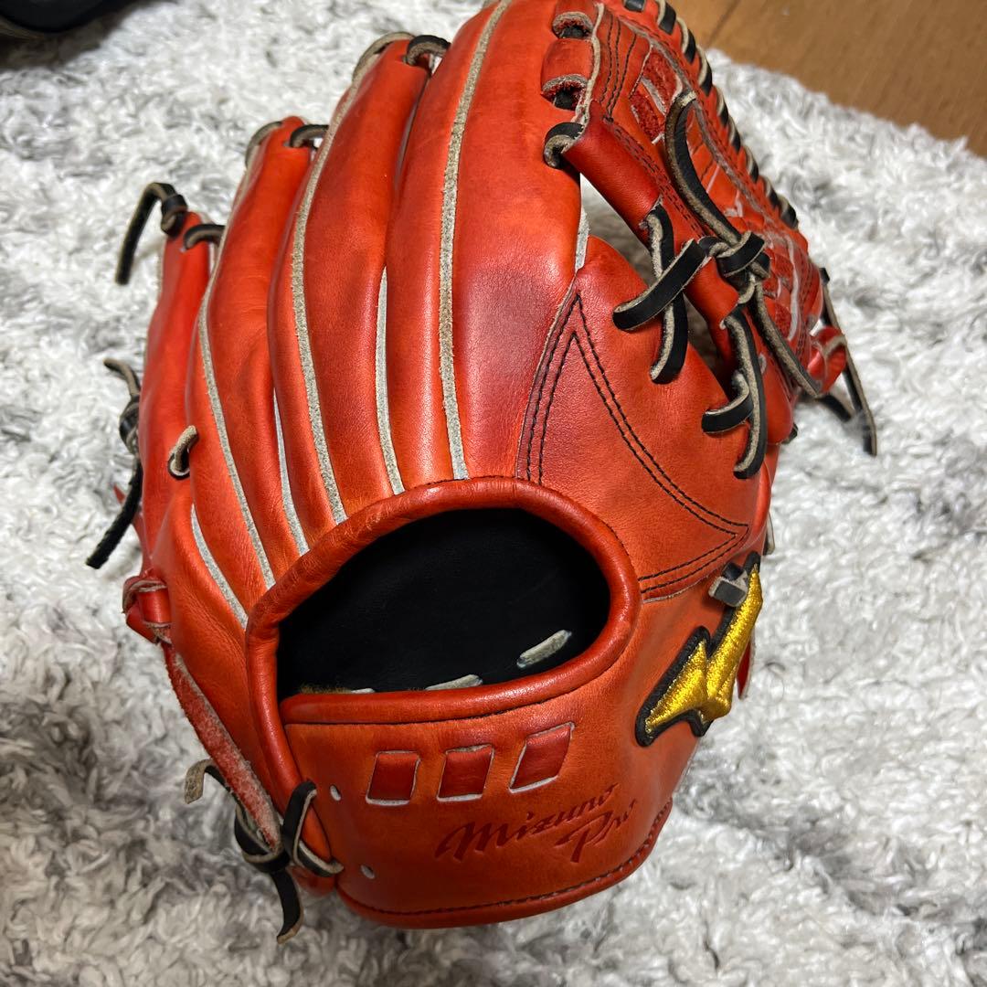 Mizuno Pro 硬式グローブ オレンジ 内野手用