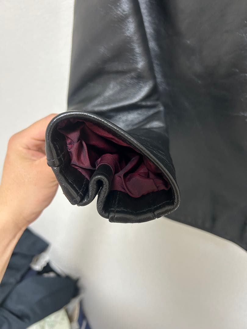 641XXH ブラックレザーシングルライダースジャケット