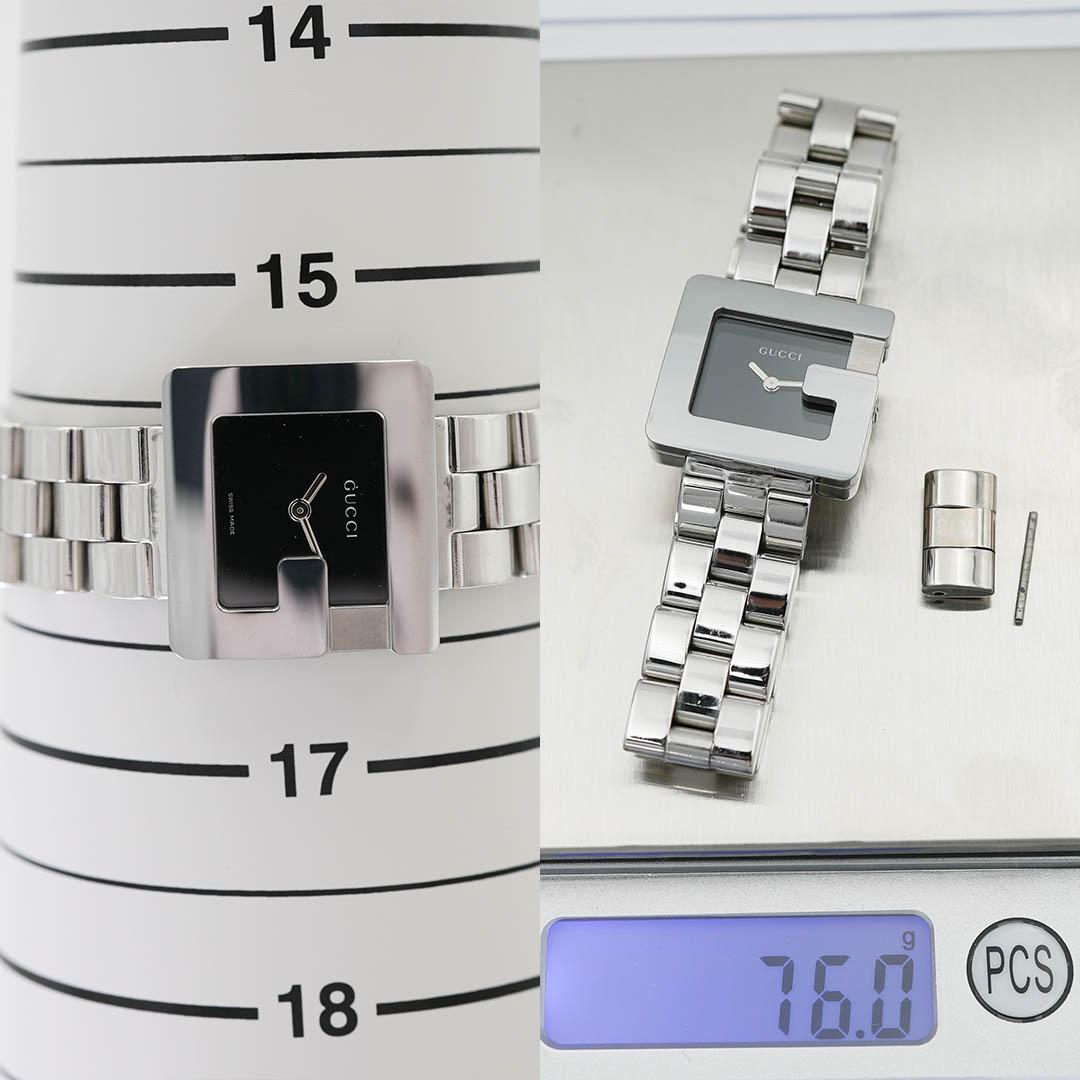 【稼働】 美品 GUCCI 3600L Gスクエア 黒文字盤 シルバー 腕時計