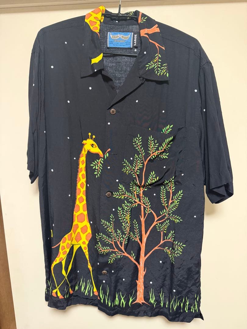 HEADGOONIE バックトッザフューチャー　アロハ レーヨンシャツ　キリン柄