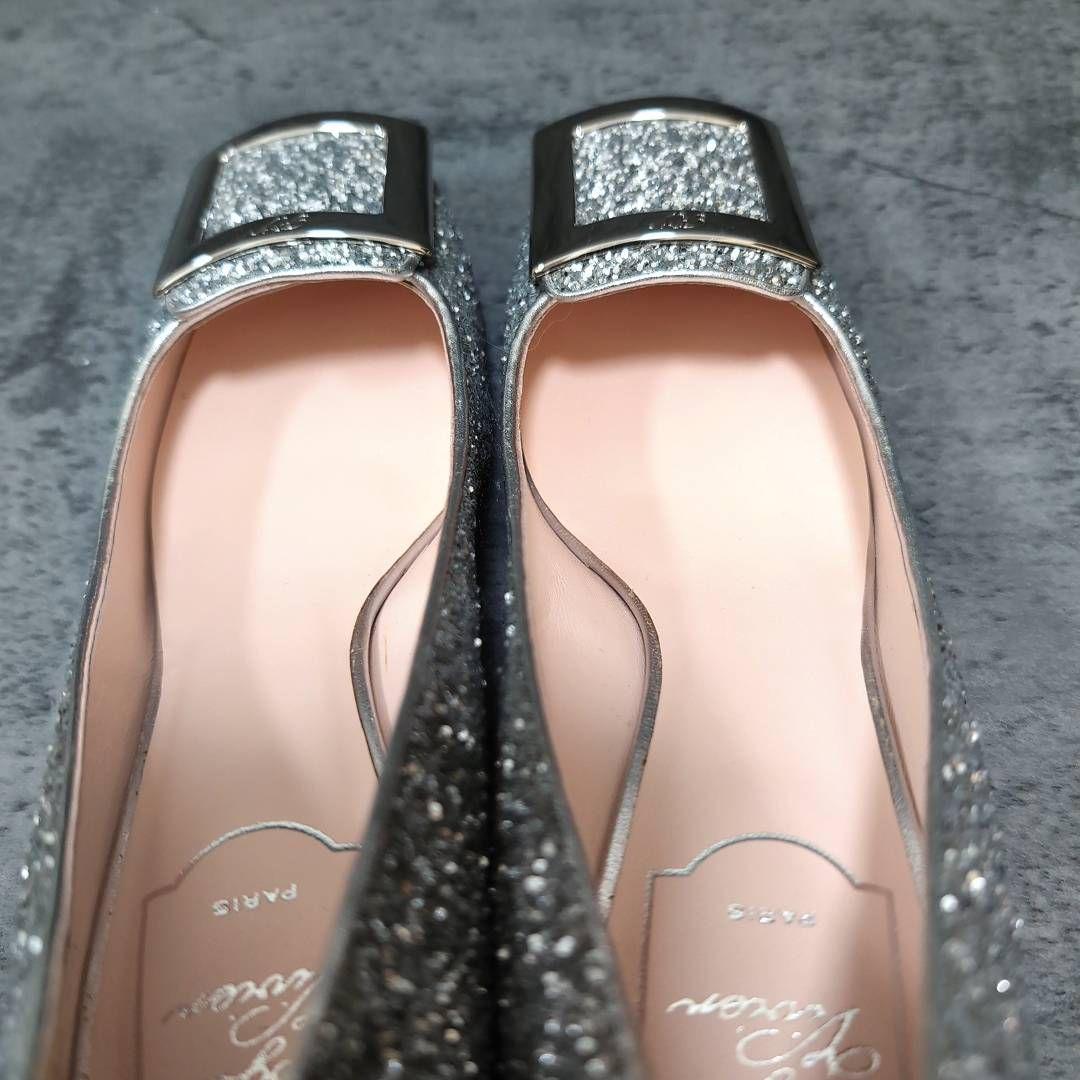 ロジェヴィヴィエ トレヴィヴィエ グリッター パンプス 36.5 シルバー 箱有