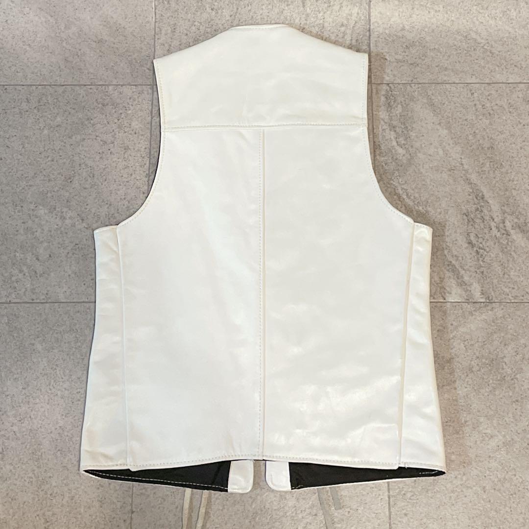 希少✨Schott レザーベスト コンチョ ホワイト USA製 Sサイズ 90s