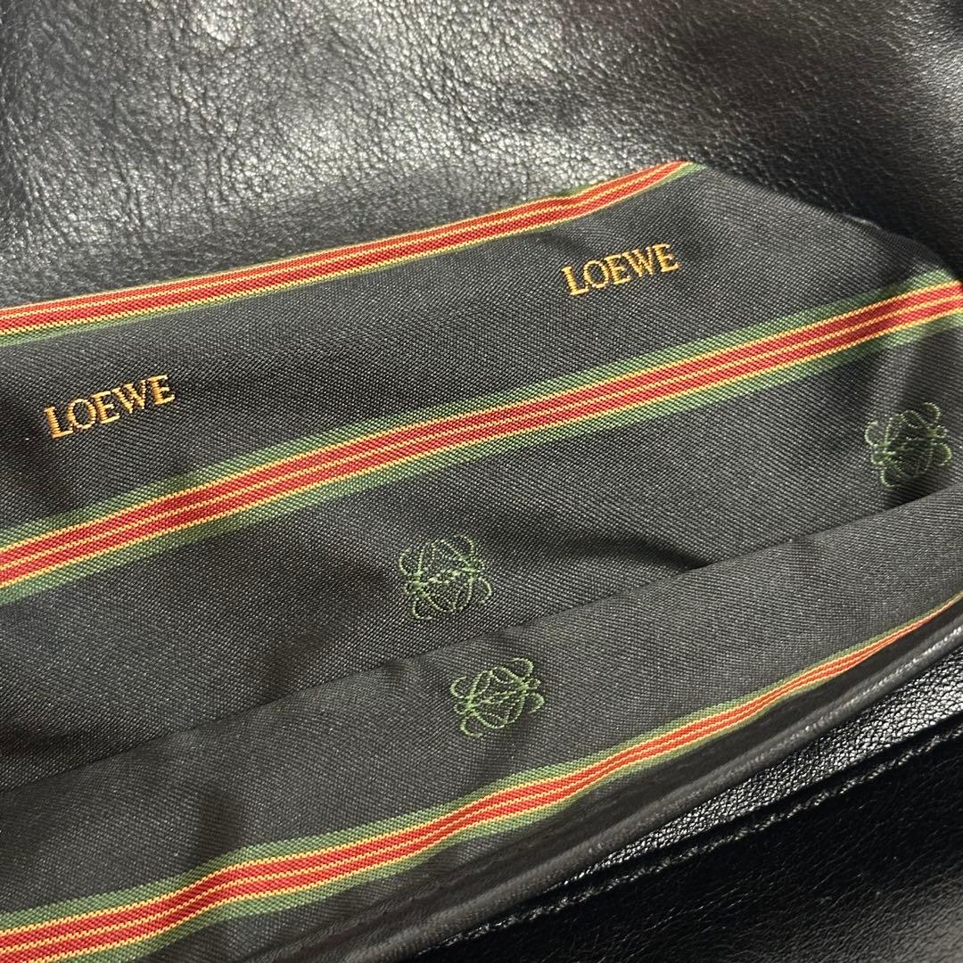 美品‼️ロエベ アナグラムロゴ レザーショルダーバッグ ブラック 黒 本革