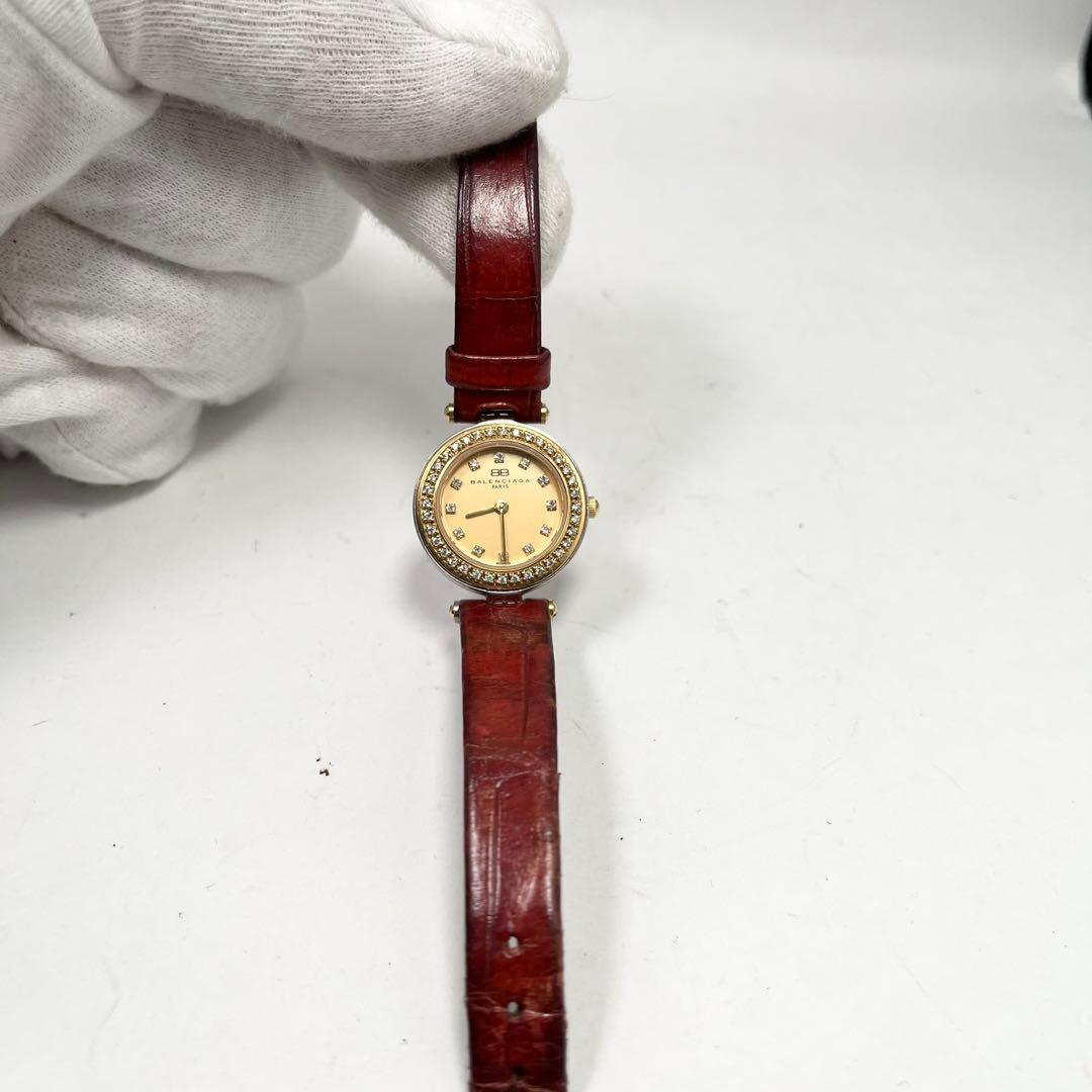 【希少】BALENCIAGA 時計　ラインストーン　レザーベルト