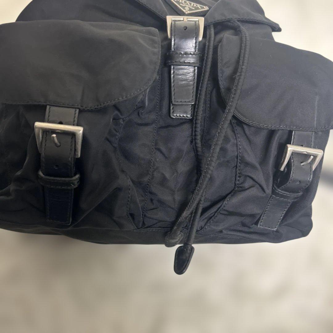 【美品】プラダ バックパック 三角ロゴ 巾着 ナイロン ブラック