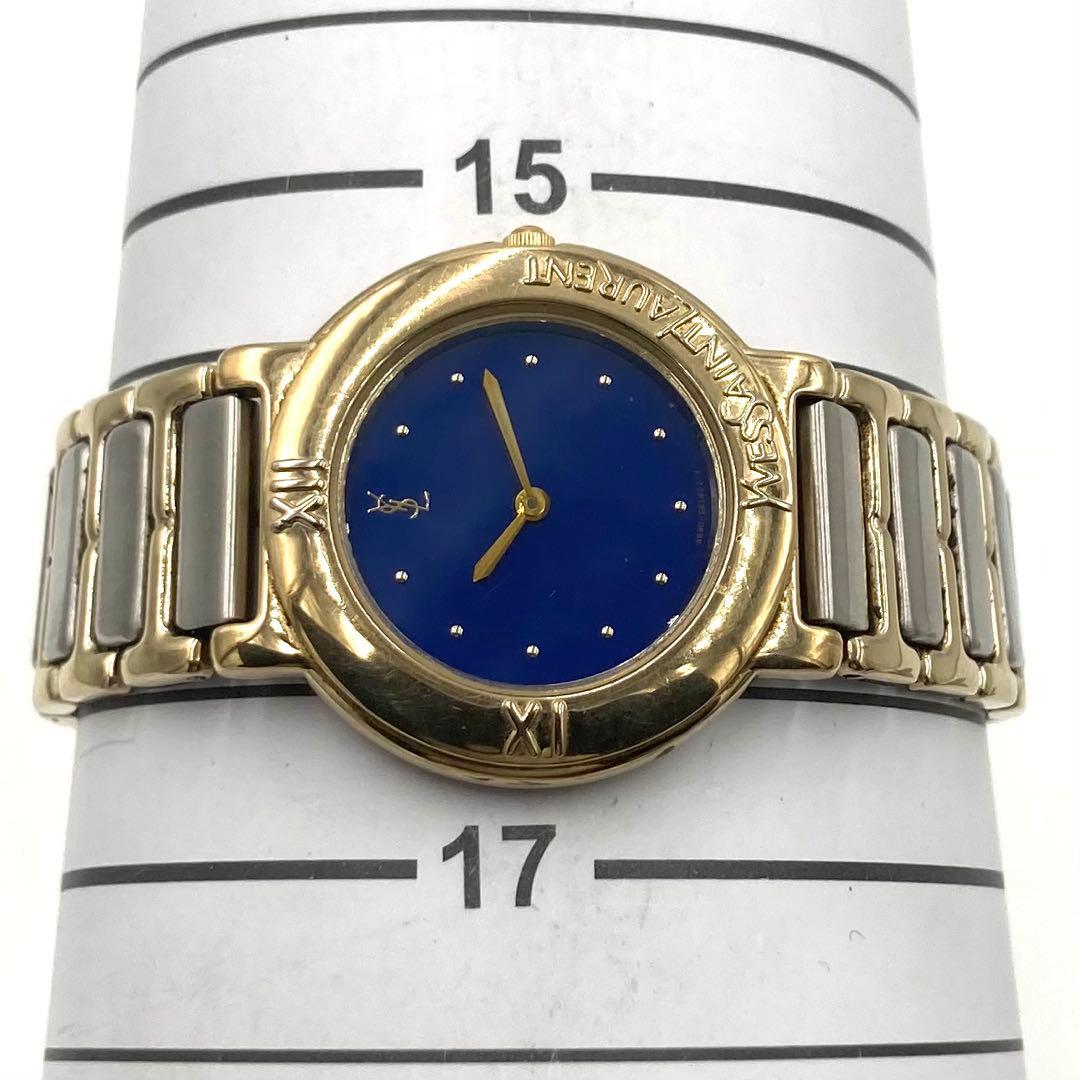 【稼動】 イヴサンローラン 腕時計 E60957Y QZ コンビカラー 青文字盤