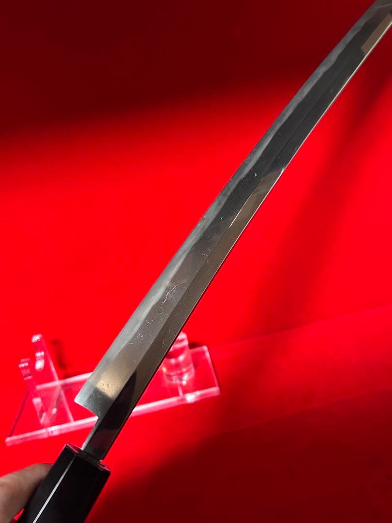 01564 包丁　マグロ包丁　完全手研　天然砥石研　切味抜群　鞘有り　未使用品