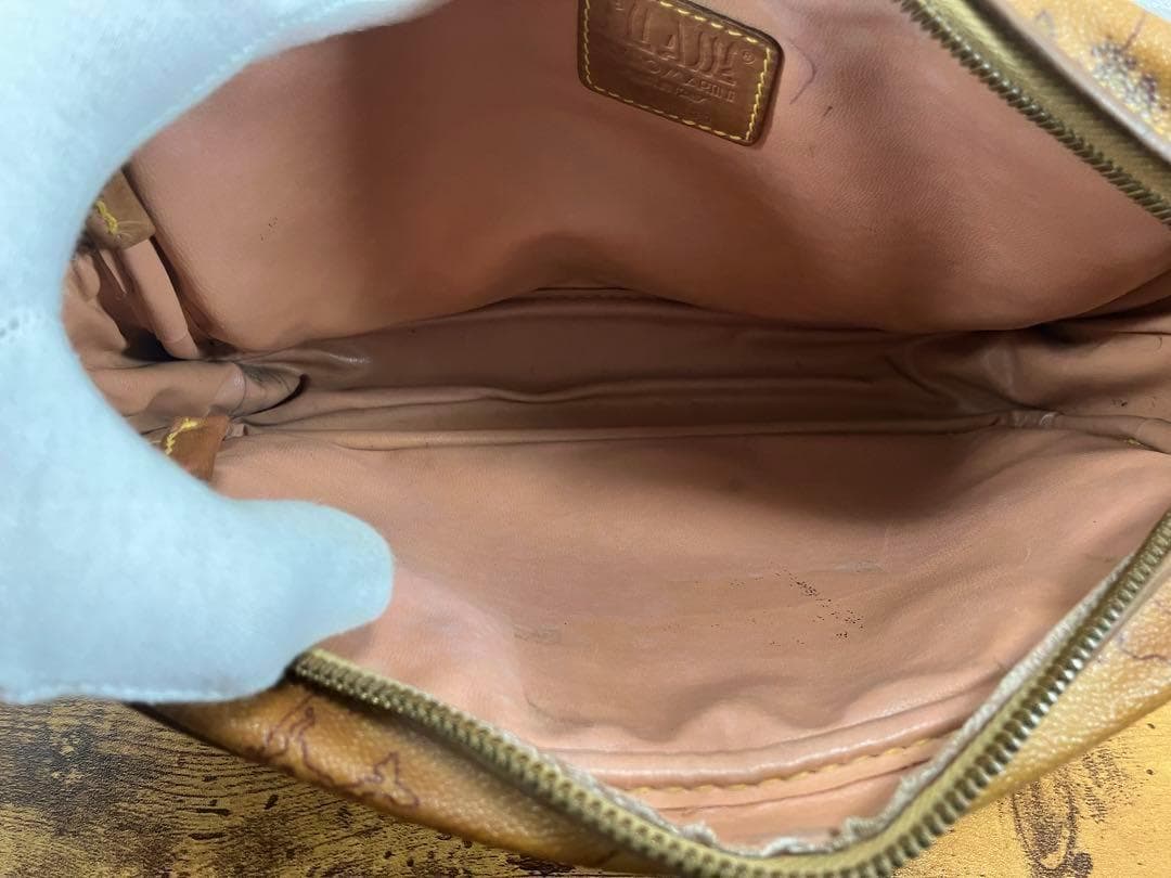 プリマクラッセ ボストンバッグ セカンドバック キャメル 世界地図柄