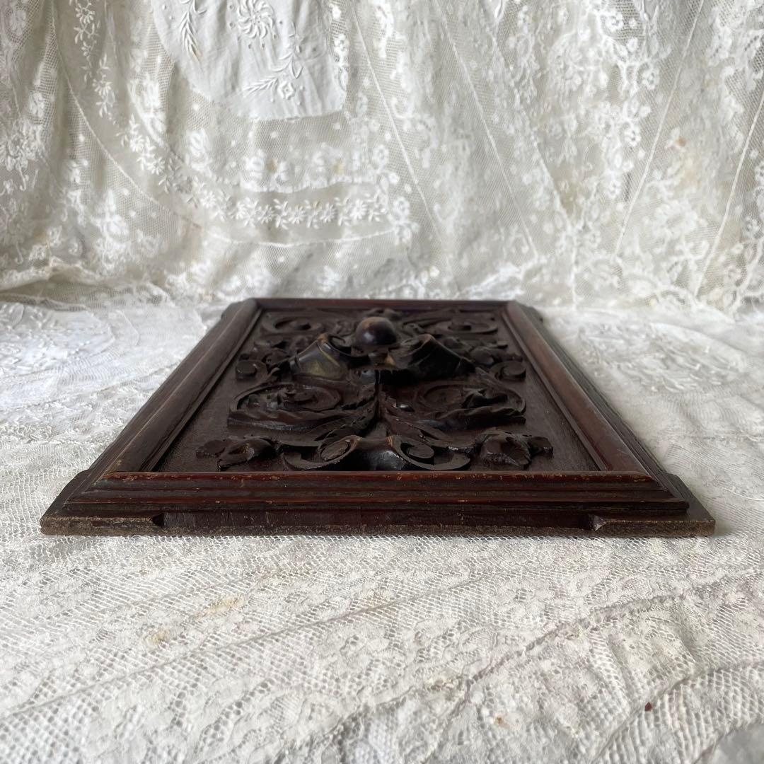 ウッドカービングパネル②木製パネル　卓上ディスプレイボード　フランスアンティーク