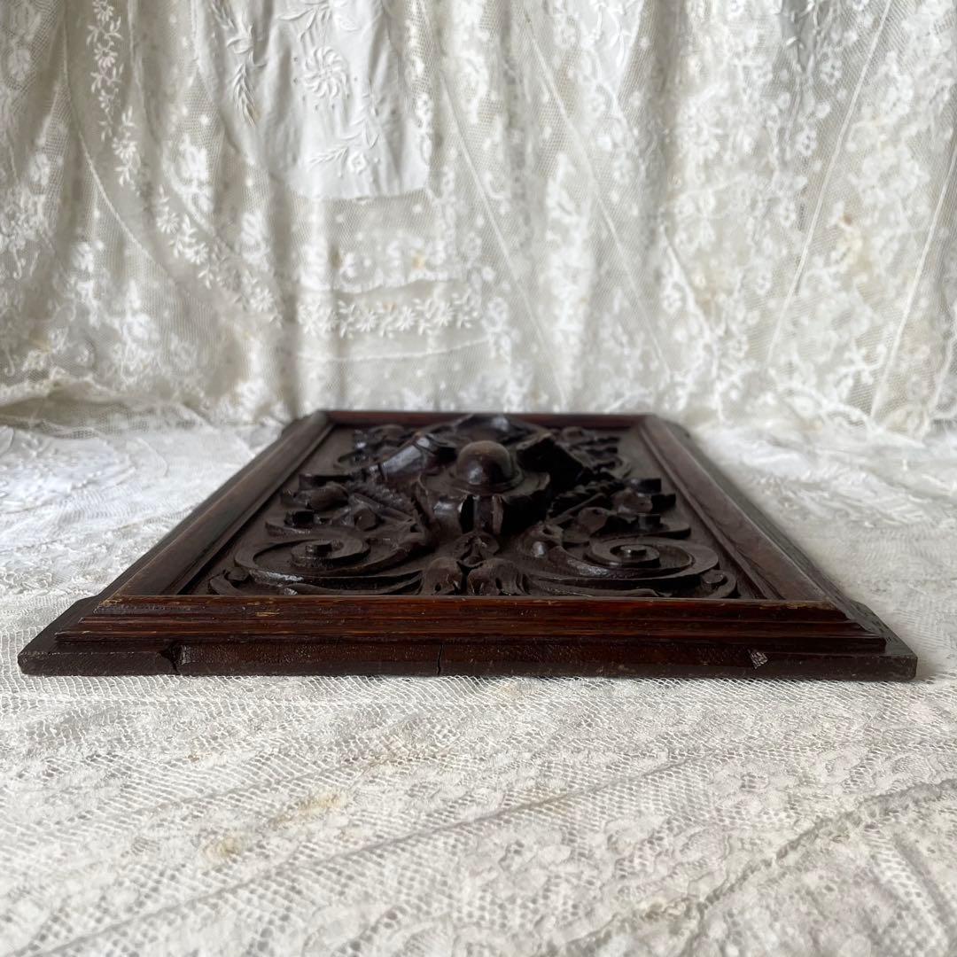 ウッドカービングパネル②木製パネル　卓上ディスプレイボード　フランスアンティーク