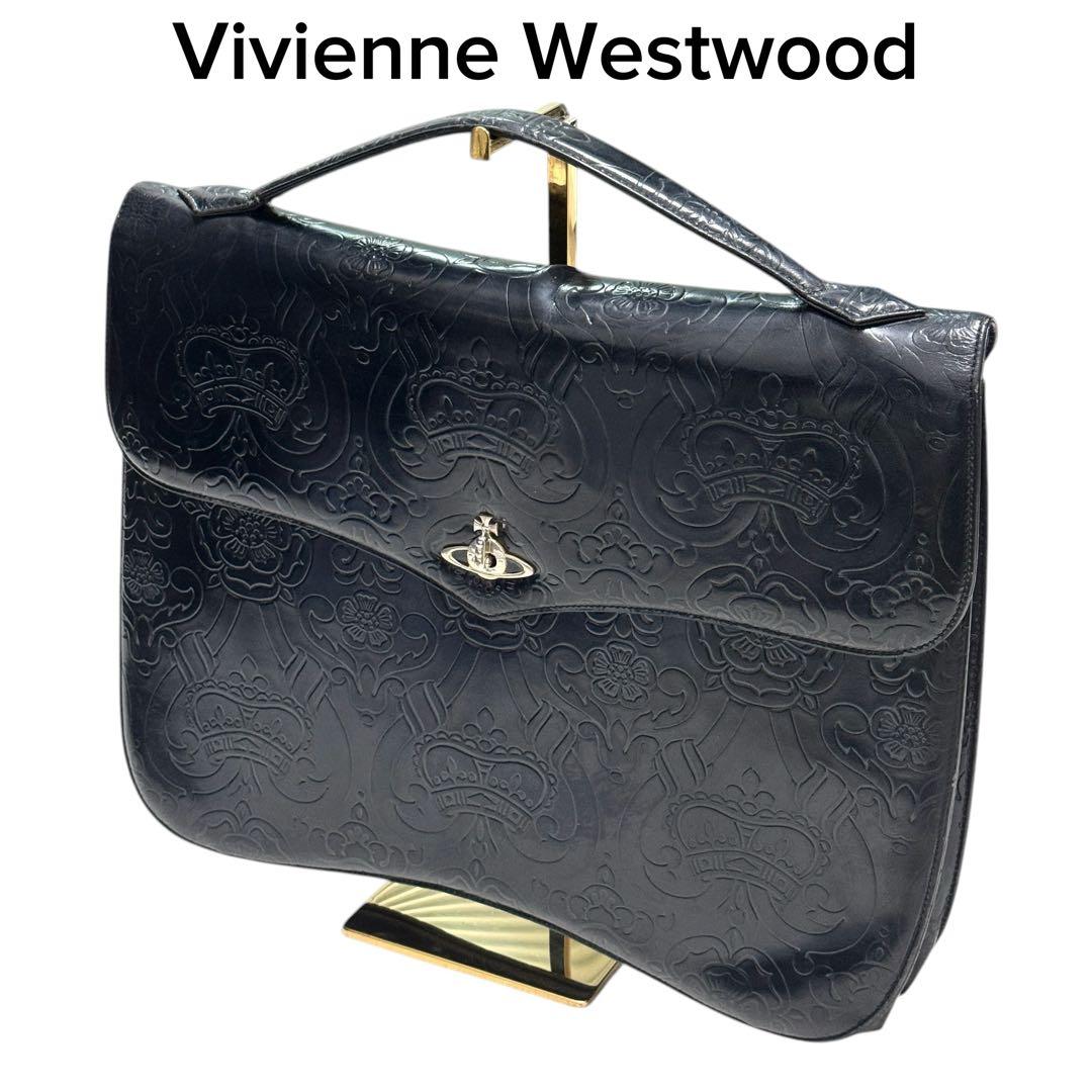 ヴィヴィアンウエストウッド　ビジネスバッグ　オーブロゴ　型押し　総柄　金具