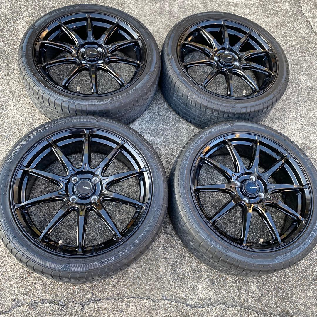 ◇中古205/45R17+ブラックホイールセット、　アクア、ヤリス、スイフト