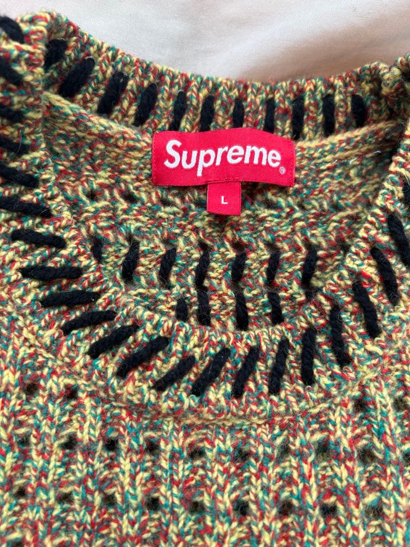 シュプリーム キルトステッチセーター イエロー Lサイズ