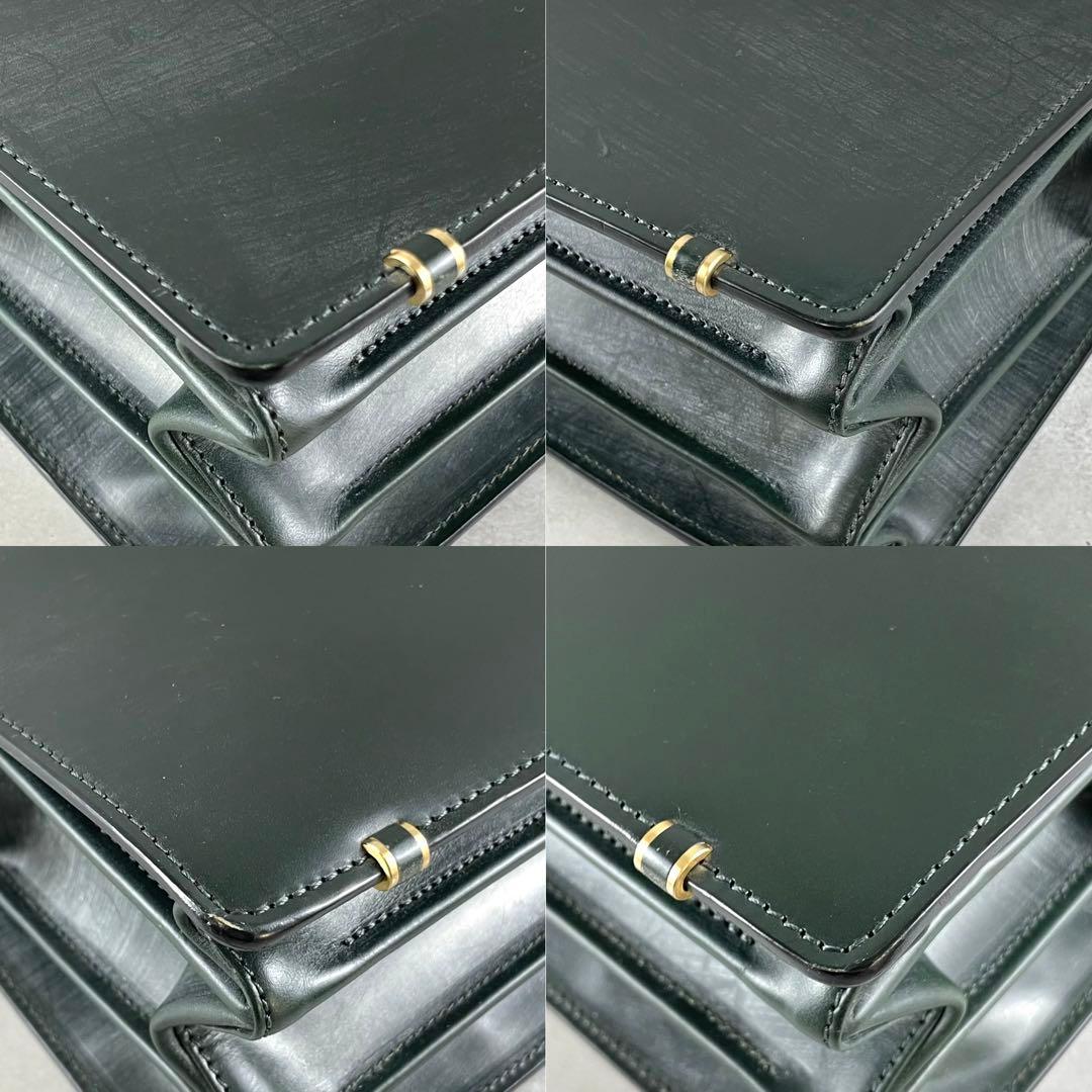 極美品✨ ココマイスター ミニダレスバッグ ブライドルレザー チャーム グリーン