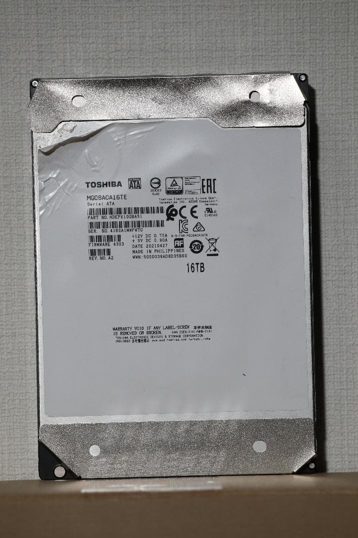 【ジャンク】東芝 MG08ACA16TE 16TB 認識不可
