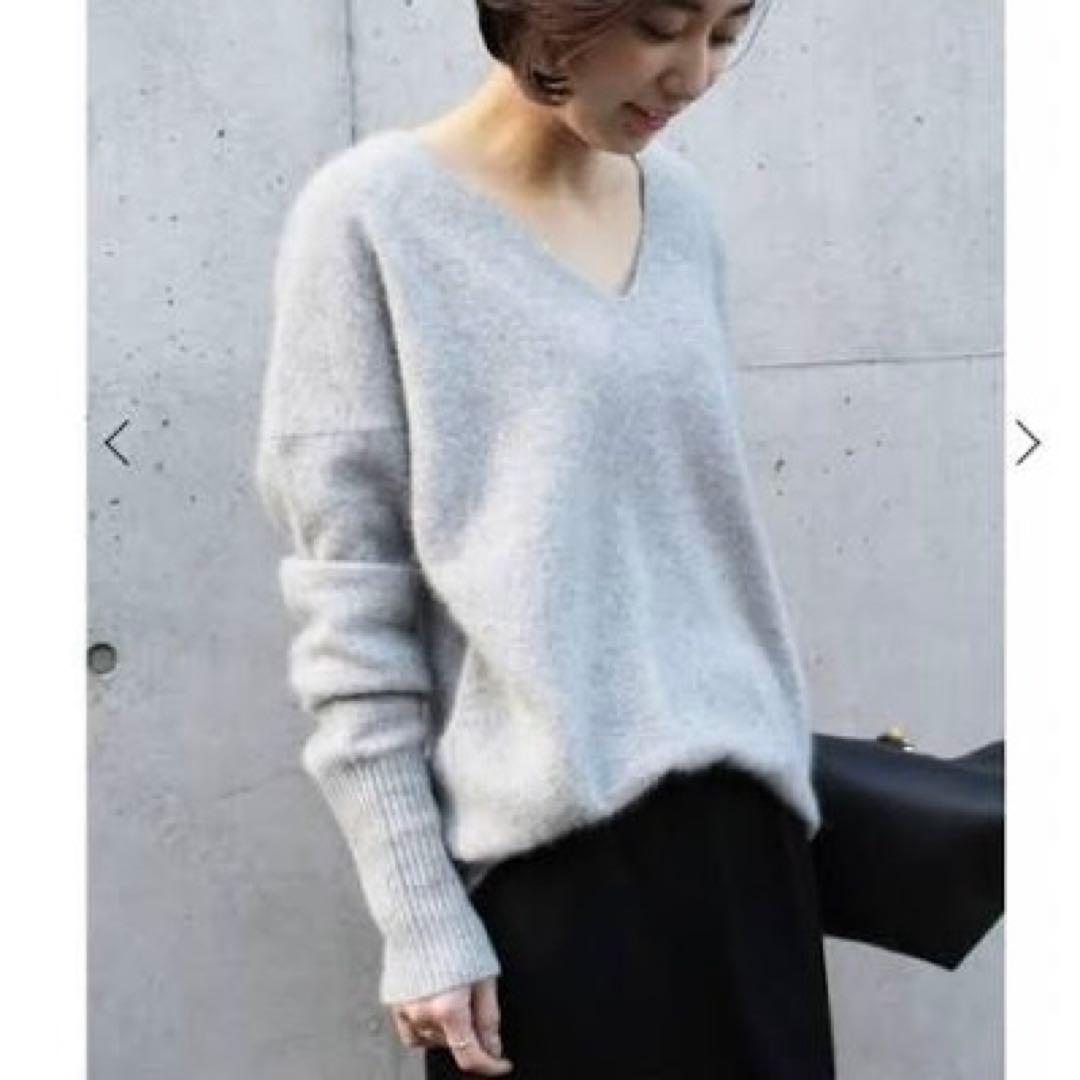極美品✨ミューズドゥーズィエムクラス ふわふわシャギーVネックニット グレー